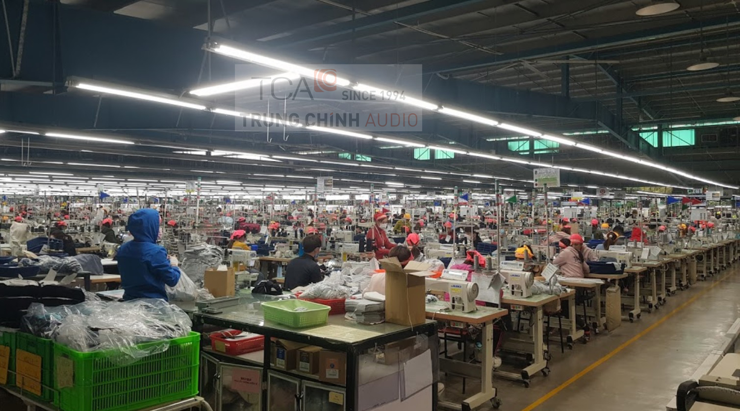 Lắp đặt hệ thống âm thanh thông báo TOA FV-200 cho nhà xưởng nhà máy May Việt Thuận